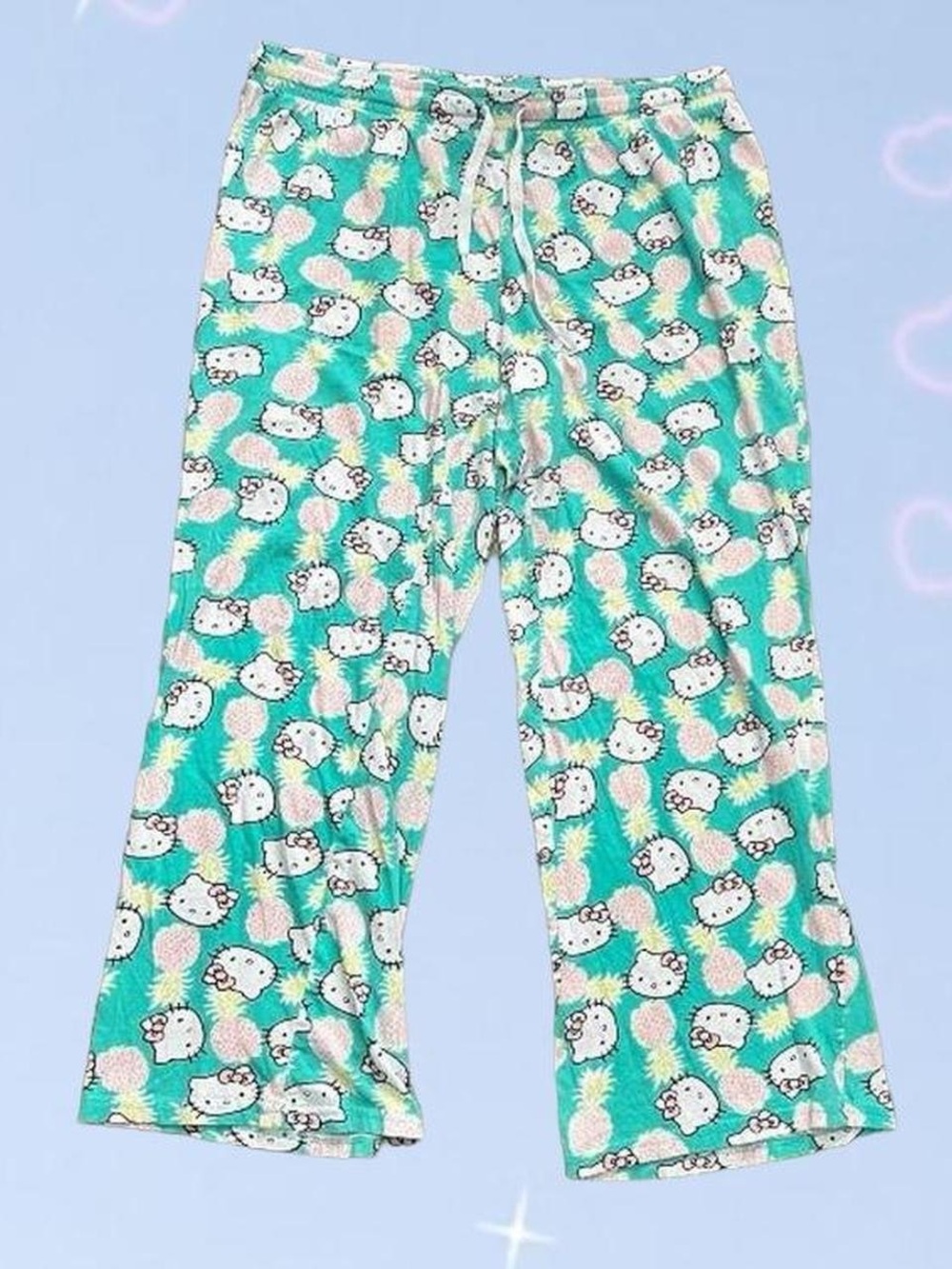 Wonans Teal Hello Kitty Pineapple Print Pajama Pants